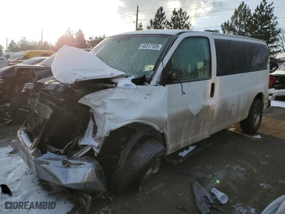 2017 Chevrolet Express Passenger LT with VIN 1GAWGFFF4H1253664, listed as a Copart auction lot 45317125 with 123,264 mi miles and Salvage Title. Bid and sale history available at carsss.com. Image 1.