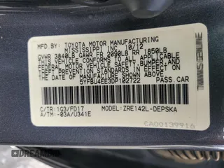 2013 Toyota Corolla L with VIN 5YFBU4EE3DP102722, listed as a Copart auction lot 54078845 with 90,450 mi miles and Salvage Title. Bid and sale history available at DreamBid. Image 12.