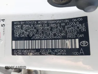 2006 Toyota Corolla CE with VIN JTDBR32E260094660, listed as a IAAI auction lot 42138529 with 241,699 mi miles and . Bid and sale history available at DreamBid. Image 9.