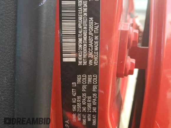 2018 Jeep Renegade Sport с VIN ZACCJAAB7JPG85934, выставлен на аукционе Copart как лот 54799535 с пробегом 85 919 миль миль и Списание • Salvage title. История ставок и продаж доступна на DreamBid. Изображение 13.