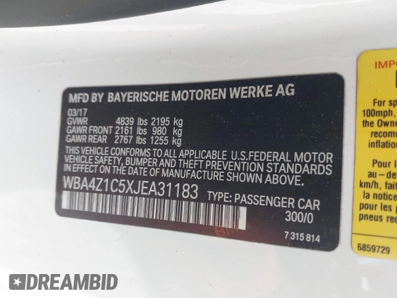 2018 BMW 4 Series 430i z VIN WBA4Z1C5XJEA31183, wystawiony jako IAAI lot #42133949 z przebiegiem 99 173 mil mil oraz . Historia ofert i sprzedaży dostępna na DreamBid. Obrazek 9.