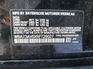 2024 BMW 4 Series 430i xDrive with VIN WBA73AV0XRFT26027, listed as a Copart auction lot 46505255 with 6,684 mi miles and Non Repairable. Bid and sale history available at carsss.com. Image 12.