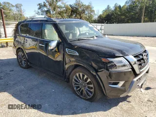 2023 Nissan Armada Platinum with VIN JN8AY2DA5P9403140, listed as a Copart auction lot 76986714 with 25,852 mi miles and Salvage Title. Bid and sale history available at carsss.com. Image 4.