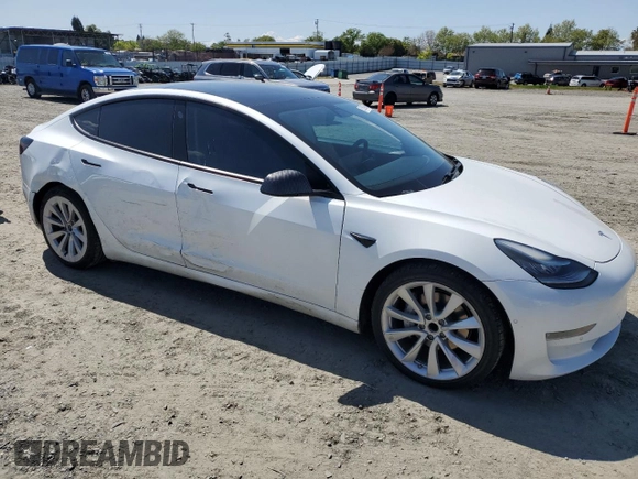 2021 Tesla Model 3 Standard Range Plus with VIN 5YJ3E1EA4MF849187, listed as a Copart auction lot 51689605 with 77,266 mi miles and Salvage Title. Bid and sale history available at carsss.com. Image 4.