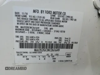 2019 Ford EcoSport SE с VIN MAJ3S2GE3KC261649, выставлен на аукционе Copart как лот 51021775 с пробегом Не указан миль и На запчасти • Non repairable. История ставок и продаж доступна на DreamBid. Изображение 14.