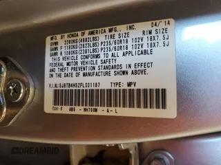 2015 Acura RDX Technology with VIN 5J8TB4H52FL001187, listed as a Copart auction lot 55629665 with 164,347 mi miles and Clean title. Bid and sale history available at DreamBid. Image 12.