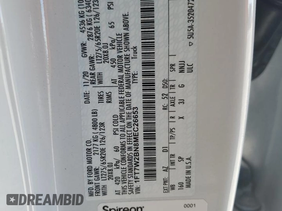 2021 Ford Super Duty F-250 SRW XL with VIN 1FT7W2BN8MEC26653, listed as a Copart auction lot 41825925 with 35,332 mi miles and Salvage Title. Bid and sale history available at carsss.com. Image 12.