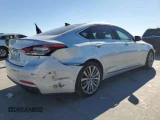 2017 Genesis G80 Ultimate with VIN KMHGN4JFXHU173390, listed as a Copart auction lot 80907504 with 112,660 mi miles and Salvage Title. Bid and sale history available at DreamBid. Image 3.