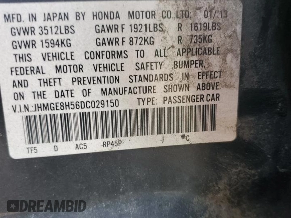 2013 Honda Fit Sport with VIN JHMGE8H56DC029150, listed as a Copart auction lot 49711185 with 131,140 mi miles and Salvage Title. Bid and sale history available at carsss.com. Image 14.