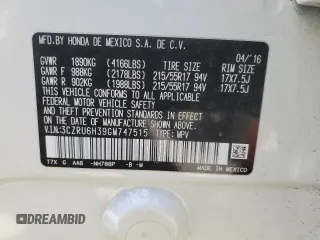 2016 Honda HR-V LX with VIN 3CZRU6H39GM747515, listed as a Copart auction lot 50931685 with 102,430 mi miles and Salvage Title. Bid and sale history available at carsss.com. Image 15.