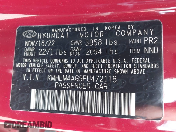 2023 Hyundai Elantra SEL z VIN KMHLM4AG9PU472118, wystawiony jako IAAI lot #42097348 z przebiegiem 56 524 mil mil oraz . Historia ofert i sprzedaży dostępna na DreamBid. Obrazek 9.