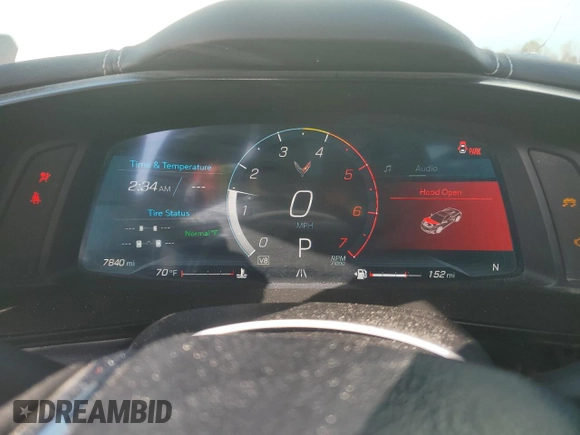 2024 Chevrolet Corvette 1LT with VIN 1G1YA2D46R5109841, listed as a Copart auction lot 43243585 with 7,840 mi miles and Salvage title. Bid and sale history available at DreamBid. Image 9.