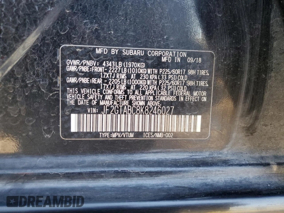 2019 Subaru Crosstrek with VIN JF2GTABC8K8246027, listed as a Copart auction lot 50260855 with 138,909 mi miles and Clean Title. Bid and sale history available at carsss.com. Image 12.