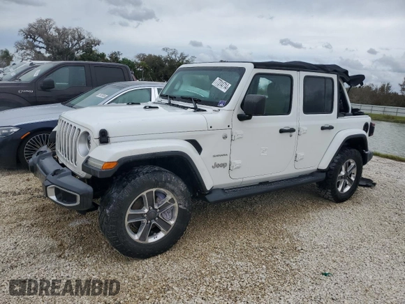 2018 Jeep Wrangler Unlimited Sahara with VIN 1C4HJXEG4JW149315, listed as a Copart auction lot 77314714 with Not provided miles and Salvage title. Bid and sale history available at DreamBid. Image 1.