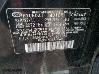 2012 Hyundai Elantra Limited with VIN KMHDH4AEXCU309723, listed as a Copart auction lot 50999765 with 126,030 mi miles and Salvage Title. Bid and sale history available at carsss.com. Image 12.
