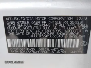 2019 Lexus IS 300 с VIN JTHC81D29K5036510, выставлен на аукционе IAAI как лот 42257199 с пробегом 65 468 миль миль и . История ставок и продаж доступна на DreamBid. Изображение 9.