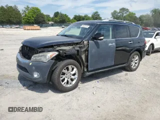 2012 Infiniti QX56 7-passenger with VIN JN8AZ2NE6C9021479, listed as a Copart auction lot 58426124 with 204,710 mi miles and Clean Title. Bid and sale history available at carsss.com. Image 1.