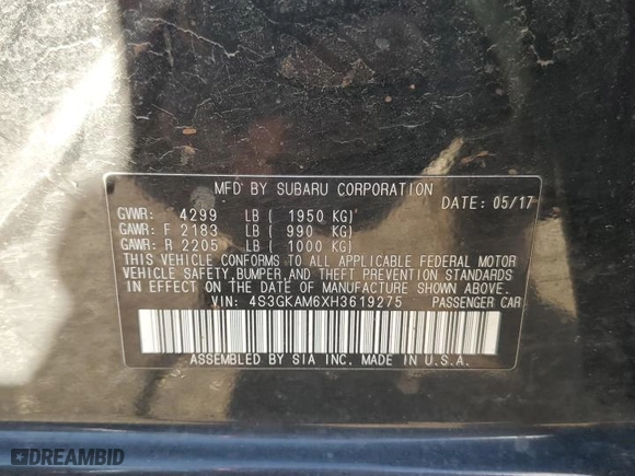 2017 Subaru Impreza Sport with VIN 4S3GKAM6XH3619275, listed as a Copart auction lot 46786685 with 125,423 mi miles and Salvage Title. Bid and sale history available at carsss.com. Image 13.