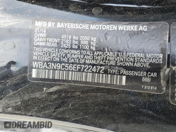 2014 BMW 4 Series 428i xDrive z VIN WBA3N9C56EF722472, wystawiony jako Copart lot #59873185 z przebiegiem 129 926 mil mil oraz Szkoda całkowita • Salvage title. Historia ofert i sprzedaży dostępna na DreamBid. Obrazek 12.