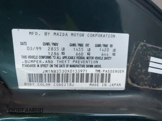 1999 Mazda MX-5 Miata with VIN JM1NB3530X0133971, listed as a IAAI auction lot 42652996 with 19,270 mi miles and . Bid and sale history available at DreamBid. Image 9.