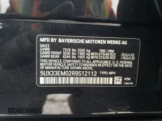 2024 BMW X7 M60i with VIN 5UX33EM02R9S12112, listed as a Copart auction lot 88053915 with 82,393 mi miles and Salvage Title. Bid and sale history available at carsss.com. Image 15.