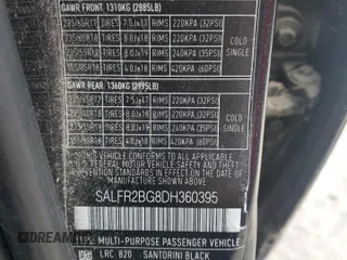 2013 Land Rover LR2 with VIN SALFR2BG8DH360395, listed as a Copart auction lot 54176645 with Not provided miles and Salvage title. Bid and sale history available at DreamBid. Image 13.