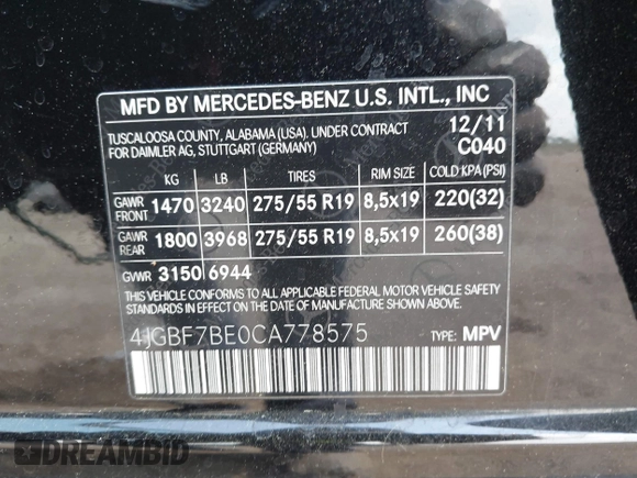 2012 Mercedes-Benz GL 450 z VIN 4JGBF7BE0CA778575, wystawiony jako IAAI lot #42171413 z przebiegiem 59 587 mil mil oraz . Historia ofert i sprzedaży dostępna na DreamBid. Obrazek 9.