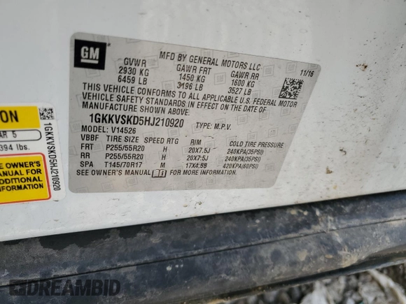 2017 GMC Acadia Limited z VIN 1GKKVSKD5HJ210920, wystawiony jako Copart lot #53955895 z przebiegiem 141 457 mil mil oraz Szkoda całkowita • Salvage title. Historia ofert i sprzedaży dostępna na DreamBid. Obrazek 13.