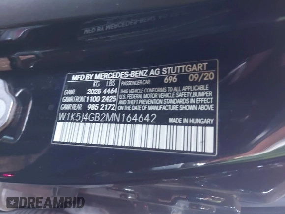 2021 Mercedes-Benz CLA 250 with VIN W1K5J4GB2MN164642, listed as a IAAI auction lot 42021946 with 46,521 mi miles and . Bid and sale history available at DreamBid. Image 9.