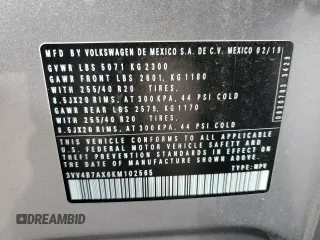 2019 Volkswagen Tiguan SEL Premium with VIN 3VV4B7AX6KM102565, listed as a Copart auction lot 54033695 with 45,886 mi miles and Salvage Title. Bid and sale history available at DreamBid. Image 13.