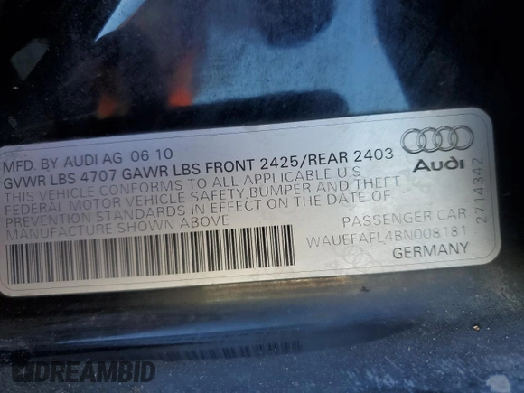2011 Audi A4 Premium Plus z VIN WAUEFAFL4BN008181, wystawiony jako Copart lot #46370415 z przebiegiem 113 629 mil mil oraz Szkoda całkowita • Salvage title. Historia ofert i sprzedaży dostępna na DreamBid. Obrazek 12.