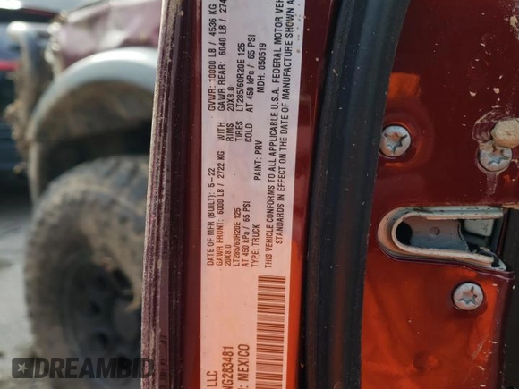 2022 Ram 2500 Big Horn with VIN 3C6UR5DL3NG283481, listed as a Copart auction lot 85434504 with 7,586 mi miles and Salvage Title. Bid and sale history available at carsss.com. Image 12.