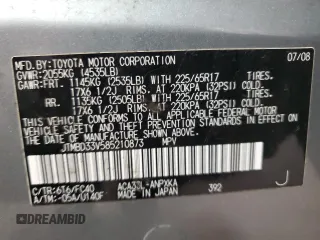 2008 Toyota RAV4 with VIN JTMBD33V585210873, listed as a Copart auction lot 49833605 with 200,143 mi miles and Salvage Title. Bid and sale history available at carsss.com. Image 12.