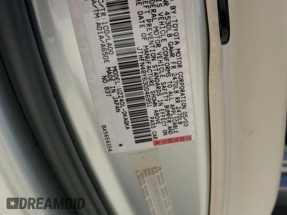 2003 Lexus SC 430 with VIN JTHFN48Y630046951, listed as a Copart auction lot 74504264 with Not Provided miles and Non Repairable. Bid and sale history available at carsss.com. Image 13.