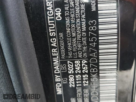 2013 Mercedes-Benz E 350 Luxury with VIN WDDHF5KB7DA745783, listed as a Copart auction lot 46508185 with 142,052 mi miles and Salvage Title. Bid and sale history available at DreamBid. Image 13.