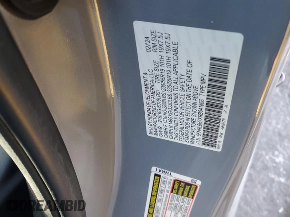 2024 Honda Odyssey Sport with VIN 5FNRL6H7XRB041866, listed as a Copart auction lot 42569215 with 12,393 mi miles and Salvage Title. Bid and sale history available at DreamBid. Image 13.