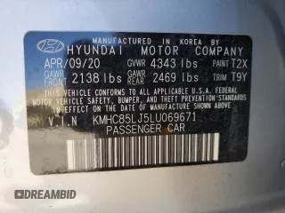 2020 Hyundai Ioniq Limited z VIN KMHC85LJ5LU069671, wystawiony jako Copart lot #53666215 z przebiegiem 25 383 mil mil oraz Szkoda całkowita • Salvage title. Historia ofert i sprzedaży dostępna na DreamBid. Obrazek 13.