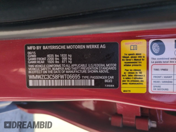 2015 MINI Countryman S with VIN WMWZC3C58FWT06695, listed as a Copart auction lot 56408325 with 99,673 mi miles and Salvage title. Bid and sale history available at DreamBid. Image 12.