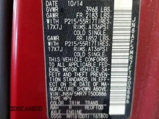 2015 Nissan Juke SL z VIN JN8AF5MR7FT500886, wystawiony jako Copart lot #80043524 z przebiegiem 82 046 mil mil oraz Szkoda całkowita • Salvage title. Historia ofert i sprzedaży dostępna na DreamBid. Obrazek 15.
