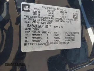 2014 Chevrolet Suburban LT z VIN 1GNSCJE02ER116017, wystawiony jako IAAI lot #42308074 z przebiegiem 228 365 mil mil oraz . Historia ofert i sprzedaży dostępna na DreamBid. Obrazek 9.