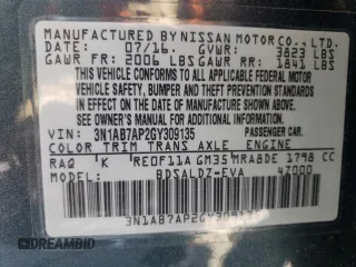 2016 Nissan Sentra S with VIN 3N1AB7AP2GY309135, listed as a Copart auction lot 50953265 with 58,392 mi miles and Salvage Title. Bid and sale history available at carsss.com. Image 12.
