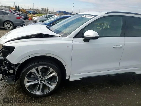 2022 Audi Q3 S line Premium Plus with VIN WA1EECF31N1058219, listed as a Copart auction lot 77456494 with 38,874 mi miles and Salvage Title. Bid and sale history available at carsss.com. Image 15.