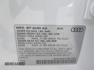 2025 Audi Q5 S line Premium Plus with VIN WA1EAAFY1S2016070, listed as a IAAI auction lot 41764724 with 2,491 mi miles and . Bid and sale history available at DreamBid. Image 9.