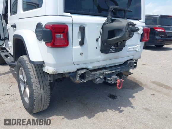 2018 Jeep Wrangler Unlimited Sahara z VIN 1C4HJXEG0JW245118, wystawiony jako IAAI lot #42066614 z przebiegiem 83 743 mil mil oraz . Historia ofert i sprzedaży dostępna na DreamBid. Obrazek 6.