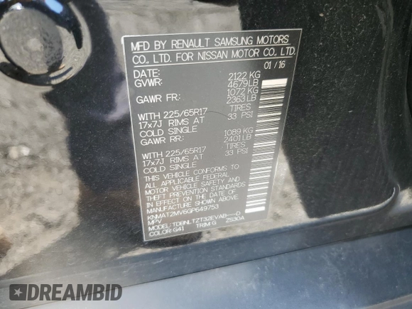 2016 Nissan Rogue SV with VIN KNMAT2MV6GP649753, listed as a Copart auction lot 60516504 with 98,381 mi miles and Salvage Title. Bid and sale history available at carsss.com. Image 13.