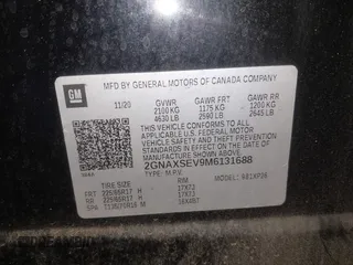 2021 Chevrolet Equinox LS z VIN 2GNAXSEV9M6131688, wystawiony jako IAAI lot #42055803 z przebiegiem 82 617 mil mil oraz . Historia ofert i sprzedaży dostępna na DreamBid. Obrazek 9.
