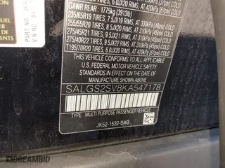 2019 Land Rover Range Rover HSE with VIN SALGS2SV8KA547178, listed as a IAAI auction lot 41544820 with 50,257 mi miles. Bid and sale history available at carsss.com. Image 9.