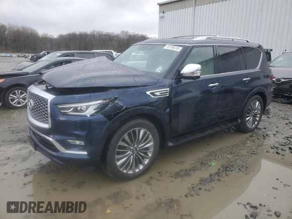 2021 Infiniti QX80 SENSORY with VIN JN8AZ2BC1M9476079, listed as a Copart auction lot 45186345 with 60,368 mi miles and Salvage Title. Bid and sale history available at carsss.com. Image 1.