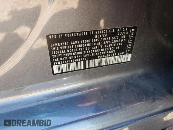 2016 Volkswagen Golf TSI S z VIN 3VW217AU4GM054261, wystawiony jako Copart lot #58098495 z przebiegiem 120 271 mil mil oraz Szkoda całkowita • Salvage title. Historia ofert i sprzedaży dostępna na DreamBid. Obrazek 12.