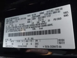 2020 Ford F-150 XL z VIN 1FTEW1E55LFB38116, wystawiony jako IAAI lot #41848789 z przebiegiem 98 204 mil mil oraz . Historia ofert i sprzedaży dostępna na DreamBid. Obrazek 9.